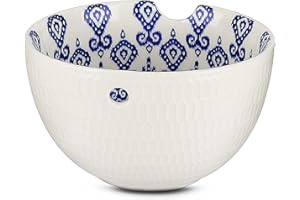 Aeelike Grand bol en fil de Celadon - 15,5 x 9,5 cm - Élégant - Portable - En céramique - Avec trous - Bol en laine fait à la main - Pour le tricot, le crochet, les accessoires de bricolage (blanc)