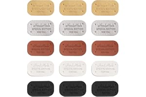 Borsgye 100 Stück Handmade Leder Etiketten Tags Hand Made Label zum Annähen Handgefertigte Kleidung Nähetiketten PU Label Aufnäher mit Löchern für Jeans Nähen Basteln Bekleidung - PB026 - 3.8x2.1cm