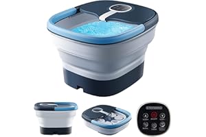 STEINBORG Płyn do kąpieli stóp z funkcją masażu i ogrzewania, 24 rolki Shiatsu, funkcja ogrzewania, wibracje, składana, pilot zdalnego sterowania, masaż stref refleksyjnych stóp, 35-47°C