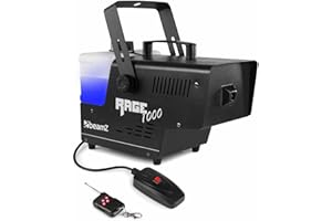 BeamZ Rage 1000 Machine à Fumée 1000 Watts, Réservoir 2 L, Design Unique et Solide, Télécommande sans Fil et Filaire 3m, Etrier de Montage, Idéal pour une Soirée de 70 m²