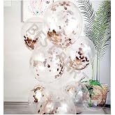 Transparent Latex Balloon Set with 10 Rose Gold Confetti