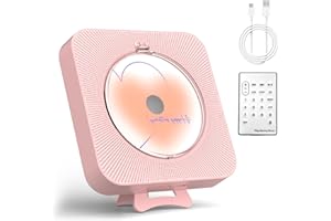Yintiny Little Bombox CD-Player mit Lautsprecher für Wohnkultur, Kpop CD-Player Tragbar mit Bluetooth, USB-Leser, Fernbedienung [Rosa], CD101