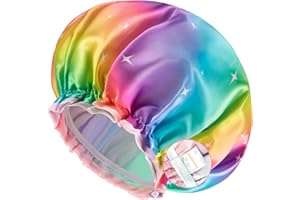 mikimini Cuffia da doccia da donna, cuffia da doccia riutilizzabile per bambini, doppia cuffia impermeabile per doccia, morbida fodera in PVC per bambini e ragazze, taglia M (confezione da 2)