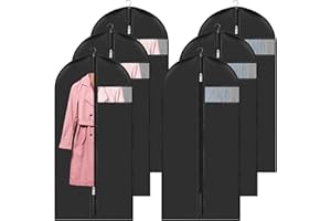 CHUNER Premium worek na ubrania 6 kawałek - Najwyższej jakości pokrowiec na ubrania - Pokrowiec na garnitury, marynarki i sukienki - Podróżny pokrowiec na ubrania (Czarny: 6 sztuk 60 x120 cm)