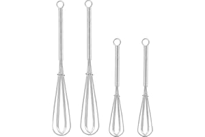 QINCLING 4 Stück Schneebesen Set, 12,7/17,8cm Edelstahl Rührbesen Metall Kugelschneebesen Klein Ballonschneebesen Mit Griff Quirl Küche Whisk Mixer Rührblitz Für Mischen Schlagen