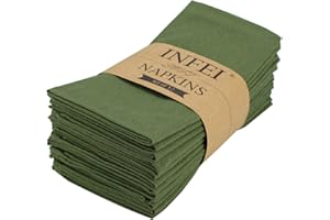 INFEI Servilletas de Tela para Cena de algodón de Color sólido - Juego de 12 (17 x 17 Pulgadas) - para Eventos y Uso doméstico (Ejército Verde)