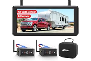 AUTO-VOX 2 Magnetic Wireless Reversing Camera: Super Strong Signal Coverage,1-Min Magnetic Installation, 7.2“ 1080P Dual-Split Monitor with DVR, IP69K Waterproof Reverse Camera for Trailer, motorhome