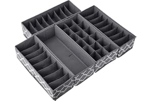 REGALMATE Draw Organizer - Underwear Storage Organiser 5 Set - Drawer Dividers for Clothes, Bra, Sock, Ties, Baby Clothing, Bedroom Closet - Wardrobe Separators & Nursery Tidy