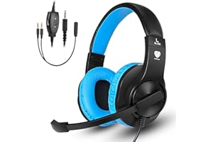 BUTFULAKE Stereo Gaming Headset for PS4 Xbox One Nintendo Switch Adjustable Earmuffs and Over-Ear OVER-ALL Noise Isolation , Lightweight 3.5mm Wired Volume Control with Soft Mic for Laptop PC
