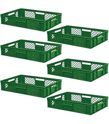 10x Eurobehälter 600x400mm + Transportroller - Lebensmittelecht Gelb