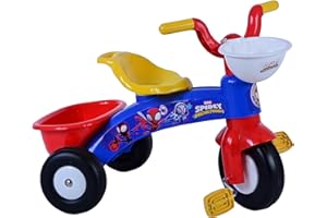KUBBINGA Triciclo primo passi Spidey con cestino e portagiochi per bambini a partire da 1 anno di età