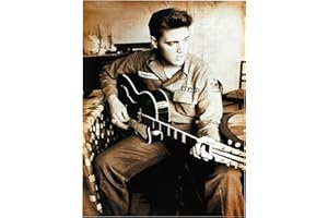 KUSTOM ART Elvis Presley Poster mural décoratif avec guitare imprimé artistique sur papier couché 40 x 30 cm sans cadre