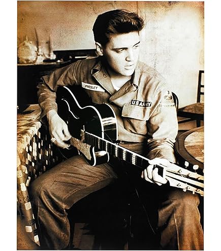 KUSTOM ART Afbeelding in vintage-stijl Elvis Presley op motorfiets