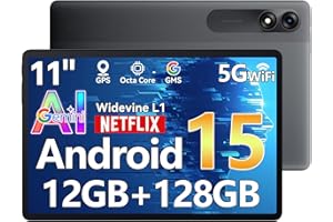 ‎BLACKVIEW Blackview Tab90 WiFi Android 15 Tablet 11 Zoll,Gamini AI Tablet Android, 12GB RAM+128GB Speicherplatz(2TB TF),Großes Display Widevide L1,Octa-core, 8200mAh Akku,5G WiFi,Dual13MP+8MP,GMS,BT 5.0