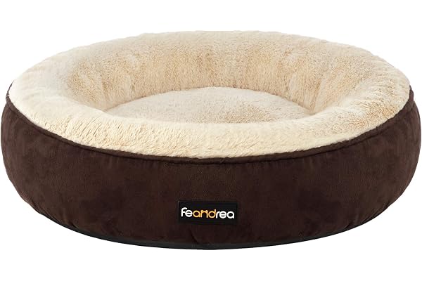 Feandrea Panier pour Chien Rond, Lit Chat Donuts, ø 50 cm, Marron PGW050K01