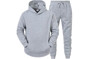 riou Chandal Hombre Completo Invierno, Costura Cremallera Ropa de Deportivo Color Sólido Sudadera con Capucha y Pantalón Bolsillos 2 Piezas Abrigo Chaqueta Hoodie Jersey Talla Grande Correr