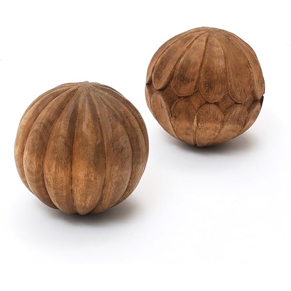 NIRMAN Set Of 3 Acacia Wood Round Decorative Balls - 3 Inch Brown Wooden Spheres For Table Centerpiece, Shelf Decor, Home Décor - View #3