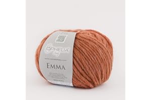 OPHELIA ITALY LANE Ophelia Italy Emma - 021 Terracotta - Gomitoli Lana 50g Filato stoppino, 15% Alpaca, 15% Lana Vergine,10% Viscosa, 60% Acrilico, Filati per Lavoro a Maglia, Gomitolo per Ferri e Uncinetto.