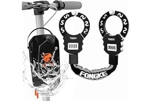FONGKE Antivol Trotinette Electrique, Serrure à Code à 4 Chiffres, Cadenas Menottes avec 3L Sac de Rangement, 25.6inch Chaînes Antivol pour Trotinette Electrique, Bicyclette(Noir)