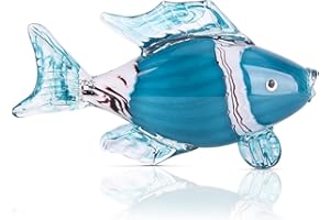 LCCCK Statuette in vetro con decorazione costiera, pesci tropicali, animali in cristallo, fermacarte in vetro, decorazione di lusso per ufficio, per librerie, tavolini, camino, cucina