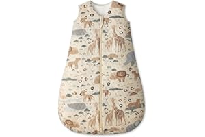 Unnivoll Schlafsack Baby 1,5 Tog Babyschlafsack 6-12 Monate Baumwolle Schlafsack Winter Herbst Warm und Weich 78cm für Neugeborene Jungen Mädchen Aprikose Elefant