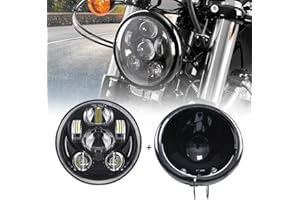 SKUNTUGUANG 5.75 Inch headlights Housing bucket with 5.75" inch Motorcycle Led Headlight Lamp angel eye Compatible with Harley Black Projector