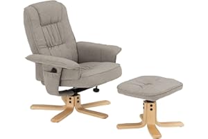 IDIMEX Relaxsessel Charly, schöner Fernsehsessel mit Hocker, bequemer Drehsessel mit verneigungsverstellbarer Rückenlehne, gepolsteter Polstersessel mit Stoffbezug in grau