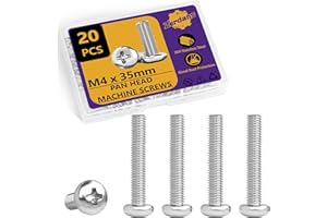 ZERDANS M4 (4mm x 35mm) Machine Screws Pan Phillips Cross Head Machine Screw Fasteners Bolt Set - 20pcs Electrical Long Socket Screws for Light Switch and Plug Sockets, Wall Plate