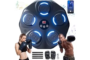 FTJKGH Smart Music Boxing Machine, 9-Levels Speed Music Punching Boxing Machine Wall Mounted Bluetooth Connection with LED Light, Musical Machine with Boxing Gloves Training Equipment for Adult