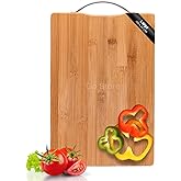 Go Store Large Non-Slip Wooden Bamboo Cutting Board with Antibacterial Surface with Stainless Steel Handle, Chopping Board fo