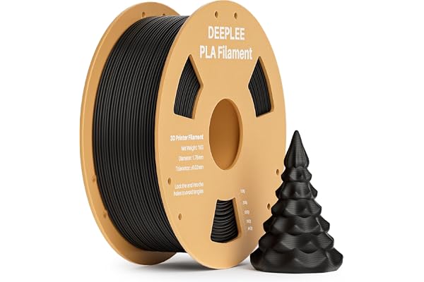 DEEPLEE Filament PLA Noir 1kg de 1.75 mm avec Haute Précision de +/- 0,02 mm 1 Bobine pour Imprimantes 3D FDM