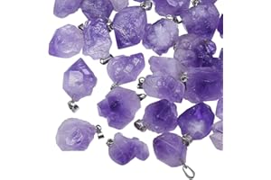 DanLingJewelry 20Pcs Natural Amethyst Pendants Tumbled Healing Crystal Chakra Reiki Gemstone Bead Charms for Necklace Jewellery Making