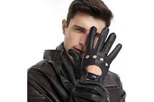 ZLUXURQ Guanti da guida in pelle di pecora da uomo di lusso squisito