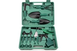 VERDA Gartenwerkzeug Set aus Edelstahl, 10 TLG. Set Gartengeräte, Gartenarbeit Set mit Koffer, Pflanzset, Garten Hand Werkzeuge, ideale Gartengeschenke für Frauen und Männer