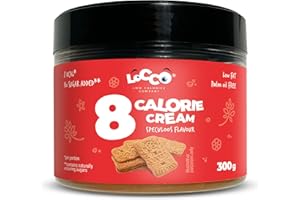 LOCCO LOW CALORIES COMPANY 8 Calorie Crema spalmabile al gusto Speculoos Solo 8 calorie per porzione Crema a basso contenuto di grassi Senza zuccheri aggiunti Senza olio di palma Dieta Keto Vegetariana 300 g
