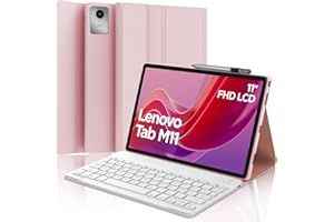 SENGBIRCH Custodia Tastiera Lenovo Tab M11 11", Cover con Tastiera per Lenovo Tab M11 2024, Tastiera Bluetooth-5.0 Wireless Tablet, Smart Cover con Pen Holder Supporta Auto Wake/Sleep, Rosa