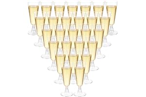 DenFatory 30-pack transparent champagneglas av plast. Eleganta, återanvändbara champagneglas, lämpliga för bröllop, födelsedagar, picknick, fester osv