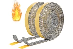 FIHODONE 2 Stück Kaminofen Dichtschnur 2mm Dicke,Ofendichtband Hitzebeständig bis 550°C,Auspuff Dichtband Schwarz 2m Länge，Dichtungsband Selbstklebend für Kamine,öfen & Zubehör