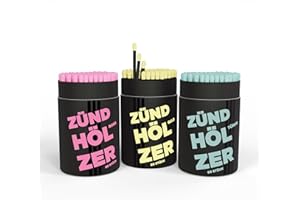 Flundertje Fiammiferi di Amburgo, lunghi, 10 cm, colorati, grandi fiammiferi per accendere candele o come camino – bella scatola per fiammiferi come decorazione o regalo (3, misto)