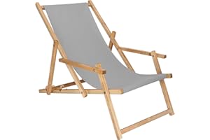 SPRINGOS Tumbona de Madera con reposabrazos Tumbona Plegable para jardín balcón armazón impregnado