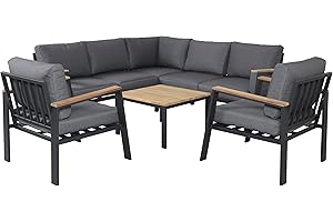 Pure Home & Garden Teak Aluminium Eck-Lounge Houston, inklusive 2 XL Sessel und wasserabweisender Kissen