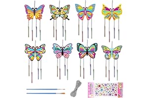 MARURY 8 Pièces Carillon éolien en Bois Papillon, Activités Artisanales pour Enfants, Loisirs Créatifs, Cadeau d'Anniversaire de Printemps, Fête de Jouet pour Garçons et Filles