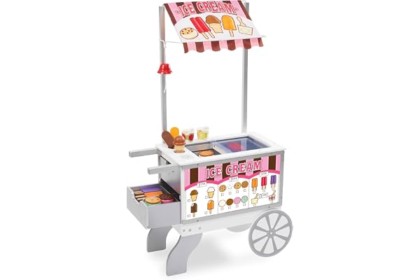 Melissa & Doug - Chariot Ambulant Snacks Et Sucreries 40 Pièces - Chariot En Bois Enfant - Jeu Imitation - Jouet En Bois - Jouet D'Activité, Développement Et Apprentissage - Cadeau Enfant 3 Ans Et +