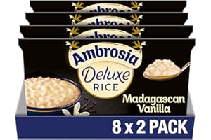 Ambrosia Deluxe Rice Pudding Pots, Madagascan Vanilla Flavour, Creamy & Ready to Eat Dessert, 2 x 110 g (Pack of 8 - Total 16 Pots)