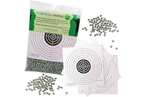 Glac Store® Pallini BB in Busta Biodegradabili Bio 500gr da 6mm per Softair Verdi Bianchi 0,20 0,23 0,25 Grammi con 5 Bersagli in Cartoncino 14x14