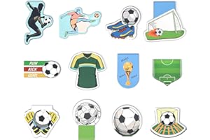 OUZIONZ 12 Stück Magnetische Lesezeichen Kinder Fußball,Fussball Mitbringsel Kleine Geschenke für Jungen Lehrer Schüler Freund Fußballfans Buchliebhaber Magnet Seite Marker für Schule