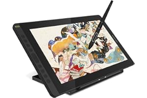 HUION Kamvas 16 2021 Tablet graficzny z ekranem HD 15,6" monitor z rysikiem pasywnym, 10 klawiszy skrótu, kompatybilny z Androidem, idealny do telepracy i szkolenia online