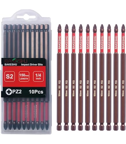 10er Set Magnetische Schlagschrauber-Bits – 90mm, PZ2/PH2/PZ3, S2 Stahl, Mit Grünen Hülsen