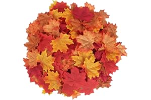 EIHI 100 hojas de arce surtidas, hojas de otoño artificiales para decorar el hogar, Halloween, bodas, Acción de Gracias y fiestas