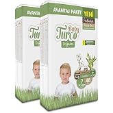 Baby Turco Doğadan S&uuml;per Avantaj Paketi Pofuduk Bebek Bezi 7 Numara Xxlarge 96 Adet